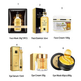 24K Gold Skincare Set: Face Essence, Cream, Mask, Eye Cream & Patch