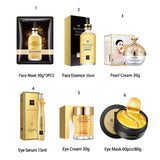 24K Gold Skincare Set: Face Essence, Cream, Mask, Eye Cream & Patch