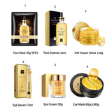 24K Gold Skincare Set: Face Essence, Cream, Mask, Eye Cream & Patch