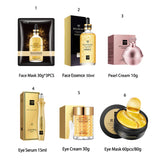 24K Gold Skincare Set: Face Essence, Cream, Mask, Eye Cream & Patch