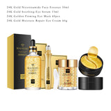 24K Gold Skincare Set: Face Essence, Cream, Mask, Eye Cream & Patch