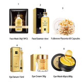 24K Gold Skincare Set: Face Essence, Cream, Mask, Eye Cream & Patch