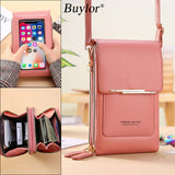 Buylor Soft Leather Women&#39;s Bag Wallets Touch Screen Cell Phone Purse Bags of Women Strap Handbag Female Crossbody Shoulder Bag