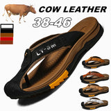 Cow Leather Anti-slip Men Beach Slippers | Sandals