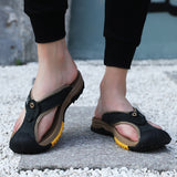 Cow Leather Anti-slip Men Beach Slippers | Sandals