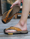 Cow Leather Anti-slip Men Beach Slippers | Sandals
